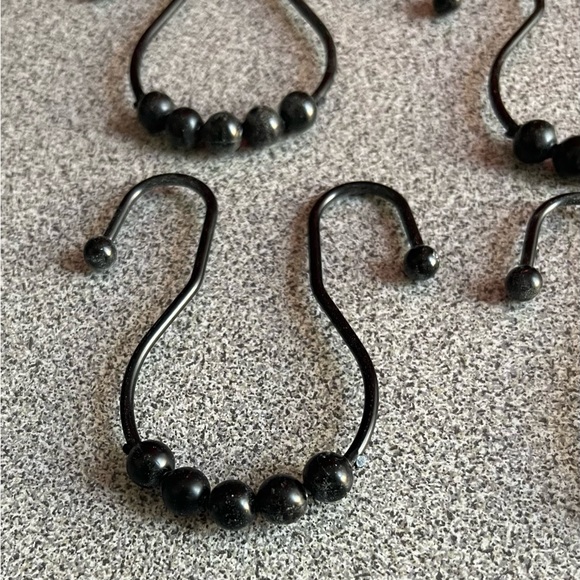 Black Double Sided Shower Curtain Hooks Set Of 12 - Picture 2 of 5